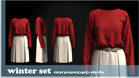 winter set / clo3d project(ZPRJ)+OBJ+FBX.