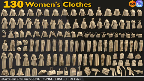 130 women's clothes Bundle - 85% off | Marvelous Designer/Clo3d (ZPRJ) + OBJ + FBX