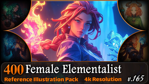 400 Female Elementalist Reference Pack | 4K | v.165