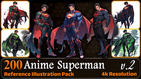 200 Anime Superman (Full Body) Reference Pack | 4K | v.2