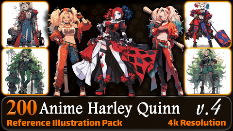 200 Anime Harley Quinn (Full Body) Reference Pack | 4K | v.4