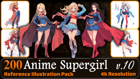 200 Anime Supergirl (Full Body) Reference Pack | 4K | v.10