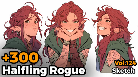 +300 Halfling Rogue Sketch Reference(4k)