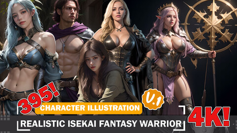 395 Realistic Isekai Fantasy Warrior Diverse Outfit Character Design Reference Art V1 4K