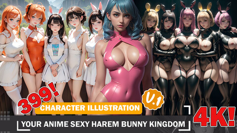 399 Your Anime Sexy Harem Bunny Kingdom Diverse Outfit Character Design Reference Art V1 4K