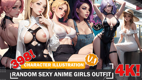 398 Random Sexy Anime Girls Outfit Diverse Outfit Character Design Reference Art V1 4K