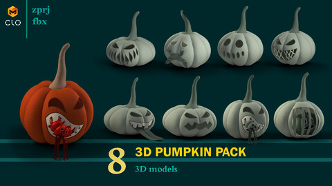 3D Pumpkin Pack. CLO , MD projects+FBX+OBJ