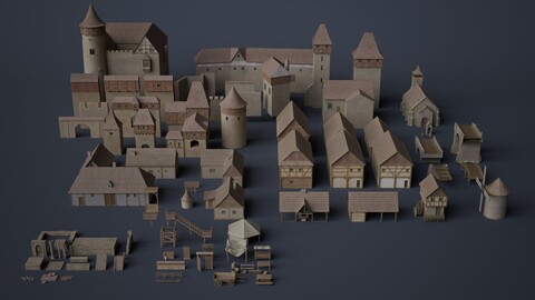 Medieval Castle Assets Low-poly 3D model