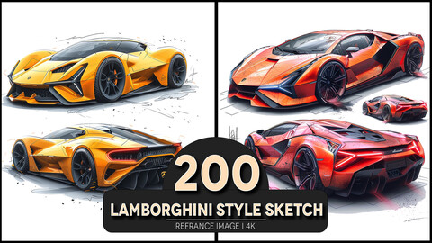 Lamborghini style sketch 4K Reference/Concept Images