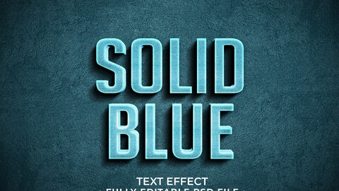 3D Solid Blue PSD fully editable text effect. Layer style PSD mockup template.