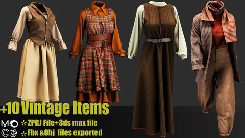 Vintage outfits(MD projects,Fbx,Obj,texture,UV)