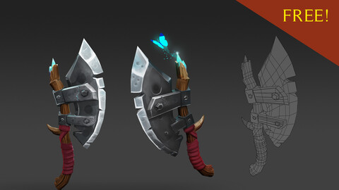 Medieval 3d magic stone axe / ready to use game asset /Unity and unreal