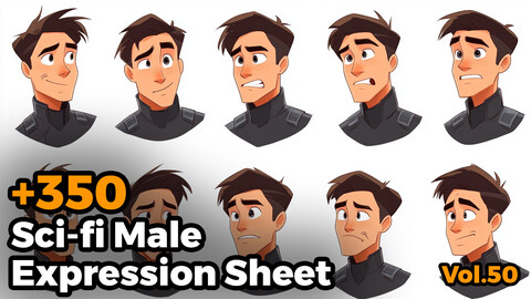 +350 Sci-fi Male Expression Sheet(4k)