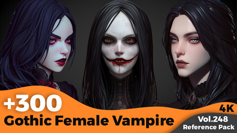 +300 Gothic Female Vampire Head Sculpt Reference(4k)