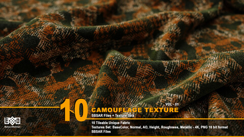 10 Tileable Camouflage Textures - Vol1 (SBSAR)