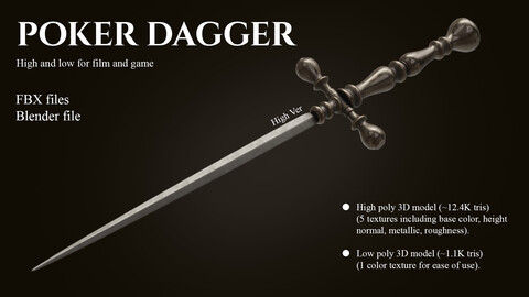 Poker Dagger for Film and Game