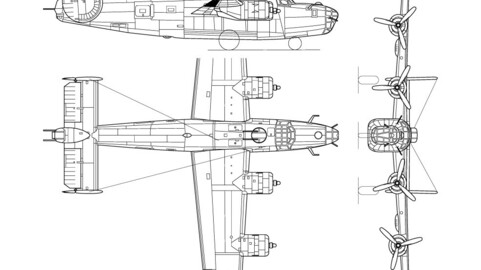 Consolidated B 24 Liberator 3 view.eps