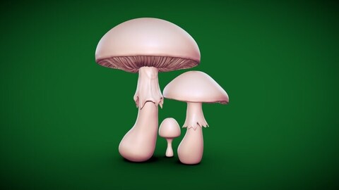 3d model of 3 Amanita mushrooms for 3d printing