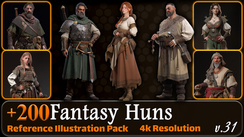 200 Fantasy Huns Reference Pack | 4K | v.31