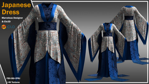 Japanese Dress (ZPRJ, FBX, OBJ, DXF, PDF)