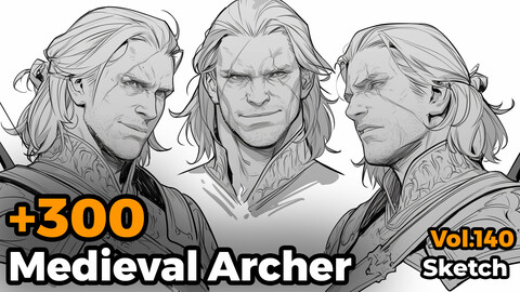 +300 Medieval Archer Sketch Reference(4k)