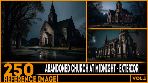 250 ART - Abandoned Church at Midnight Exterior - Reference 6K Package vol.1