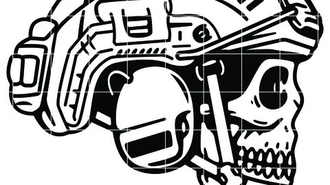 Skull  With A Military HelmetBADGE Tacinial Battalion Svg Vector File 2