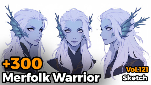 +300 Merfolk Warrior Sketch Reference(4k)