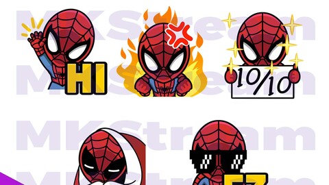 Emotes Chibi Spiderman waving, comfy, perfect, rage & ez pack