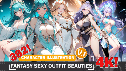 382 Fantasy Sexy Outfit Beauties Diverse Outfit Character Design Reference Art V1 4K