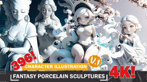 396 Fantasy Porcelain Sculptures Diverse Outfit Character Design Reference Art V1 4K