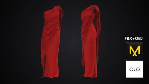 Event Dress Marvelous Designer/Clo3d project + FBX