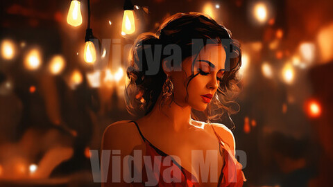 Candle-lit scene of a girl. Digital ART by Vidya MP