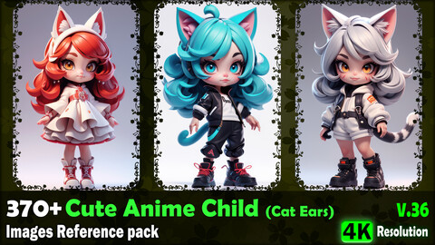 370+ Cute Anime Child (Cat Ears) Images Reference Pack - 4K Resolution - V.36