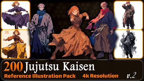 200 Jujutsu Kaisen (Full Body) Reference Pack | 4K | v.2