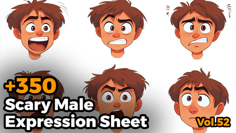 +350 Scary Male Expression Sheet(4k)