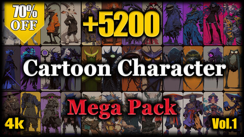 +5200 Cartoon Character Reference Image Pack - MEGA BUNDLE v.1 |4K|