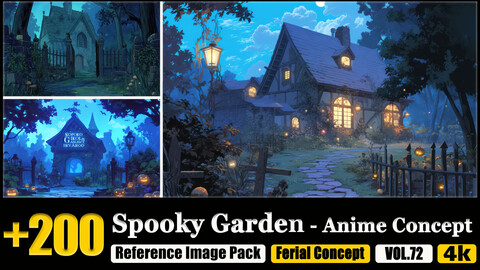 200 Spooky Garden - Anime Concept Reference Image Pack v.72 |4K|