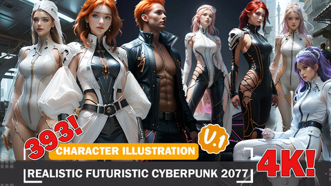 393 Realistic Futuristic Cyberpunk 2077 Diverse Outfit Character Design Reference Art V1 4K