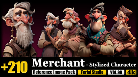 210 Merchant - Stylized Character Reference Image Pack v.98 |4K|