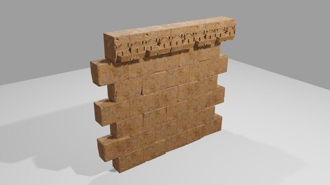 Ancient Temple Wall Modular Low-poly 3D model