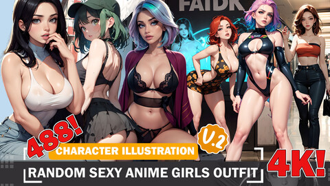 488 Random Sexy Anime Girls Outfit Diverse Outfit Character Design Reference Art V2 4K