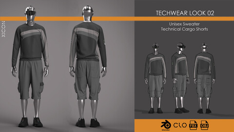 Techwear Look 02 Clo3D Project File + OBJ + FBX