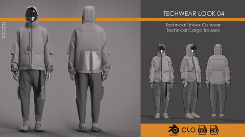 Techwear Look 04 Clo3D Project File + OBJ + FBX