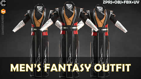 MEN'S FANTASY OUTFIT(Clo3D Project + OBJ +FBX)