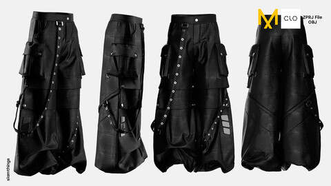 Streetwear Baggy Pants #043 - Clo 3D / Marvelous Designer + FBX / DIGITAL FASHION / HYPEBEAST / FUTURE FASHION / DENIM