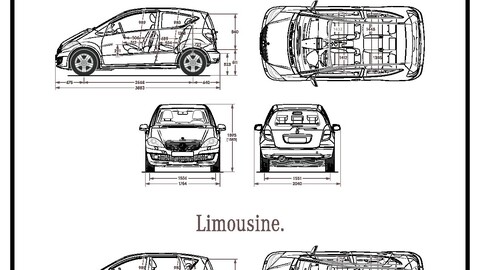 Mercedes Class A 2009 car blueprint