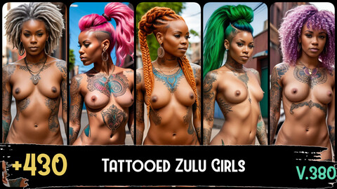 +430 Tattooed Zulu Girls | 4K | Nude Women Vol.380