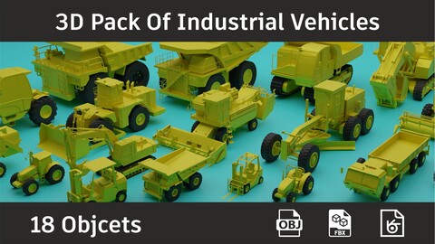 3D Pack Of Industrial Vehicles