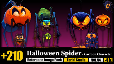 210 Halloween Spider - Cartoon Character Reference Image Pack v.54 |4K|